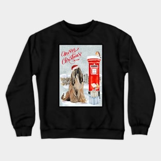 Brindle Afghan Hound Merry Christmas Santa Dog Crewneck Sweatshirt